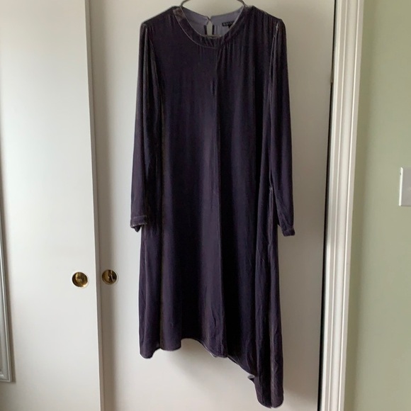Eileen Fisher Velvet Asymmetrical Crewneck Dress XS - Picture 4 of 13